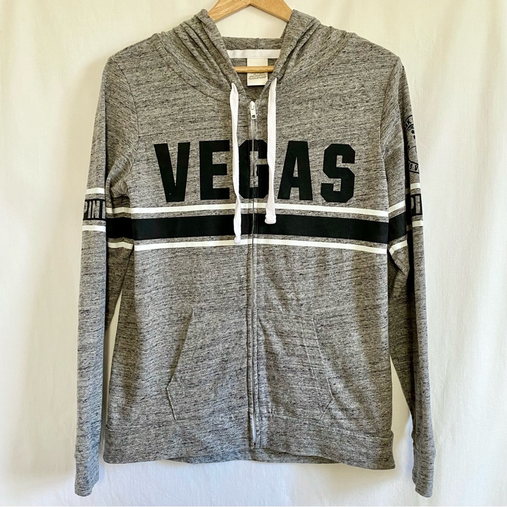 PINK Victoria’s Secret | Vegas Full Zip Lightweight Graphic Hoodie Heather Gray